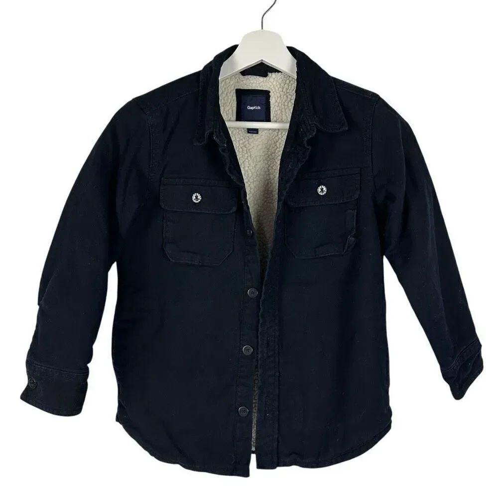 Gap Kids Navy Sherpa Lined Shacket Medium 8-9